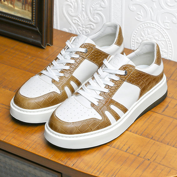 DS06036 DESAI Casual Leather Shoes Genuine Leather Thick Bottom Sneakers Laces Up  Breathable 2023