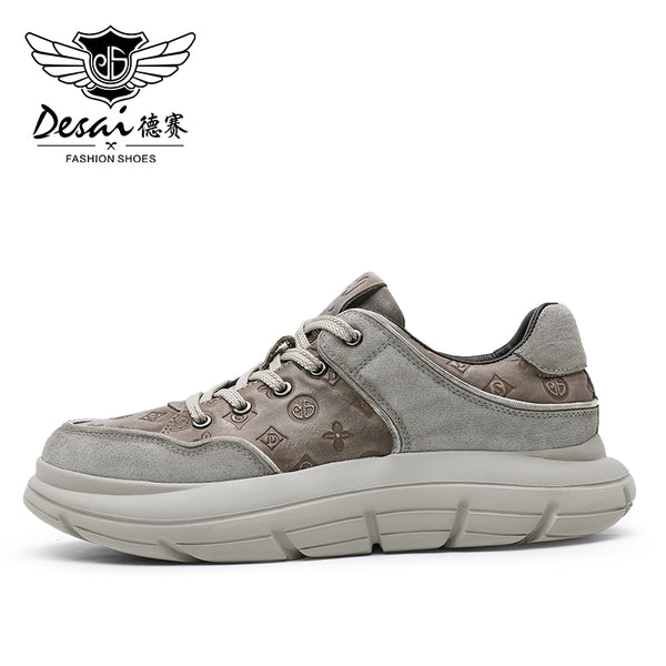 Desai Casual Leather Shoes Genuine Leather Thick Bottom Sneakers Laces Up autumn winter Breathable DS02856