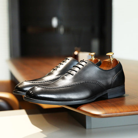 DS891702 Men's Dress shoes -Real leather Business Elegant Gentleman Shoes Simple British Style Wedding Shoes