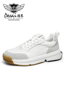 DS3125 Casual Shoes Genuine Leather Thick Bottom Sneakers Laces Up Summer Breathable 2022