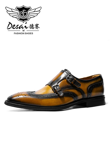 DS2068 DESAI Classic Shoes Mens Formal Business Lace-up Full Grain Leather Shoes for Men