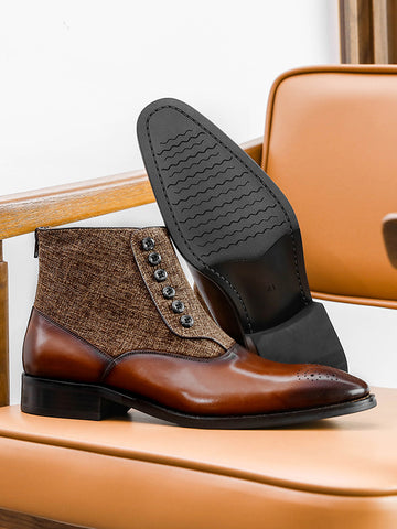 898808H New men's Leather shoes boots for gentlemen fashion button boots beautiful Elastic for autumn and winter