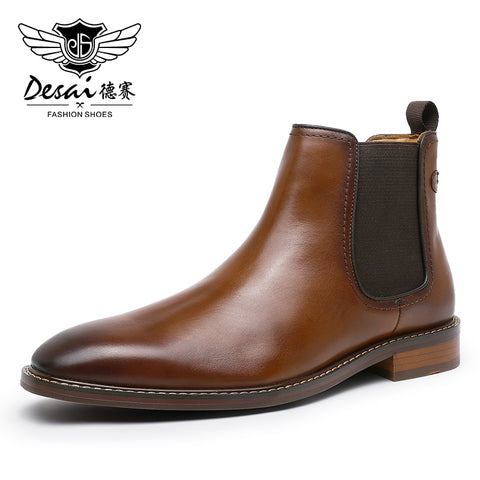 Desai New Chelsea Calf Leather Upper Leather Inner Handmade Boot Shoes OS6606H