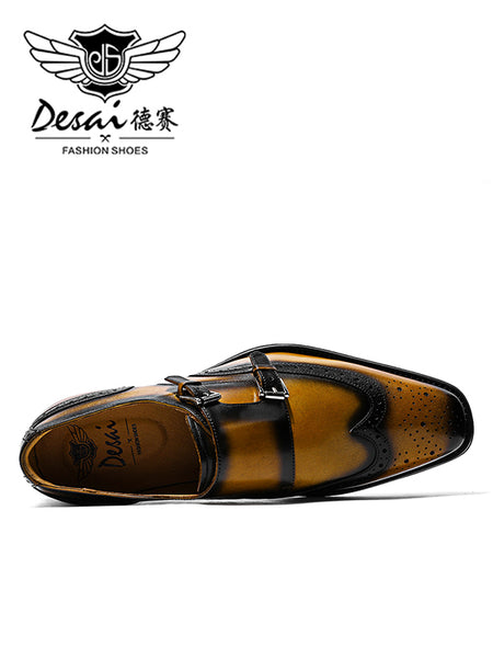 DS2068 DESAI Classic Shoes Mens Formal Business Lace-up Full Grain Leather Shoes for Men