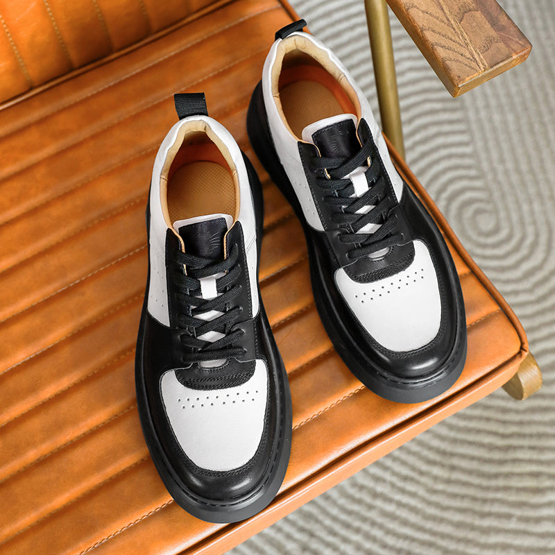 ds3091 Casual Leather Shoes Genuine Leather Thick Bottom Sneakers Laces Up Autumn Breathable 2022