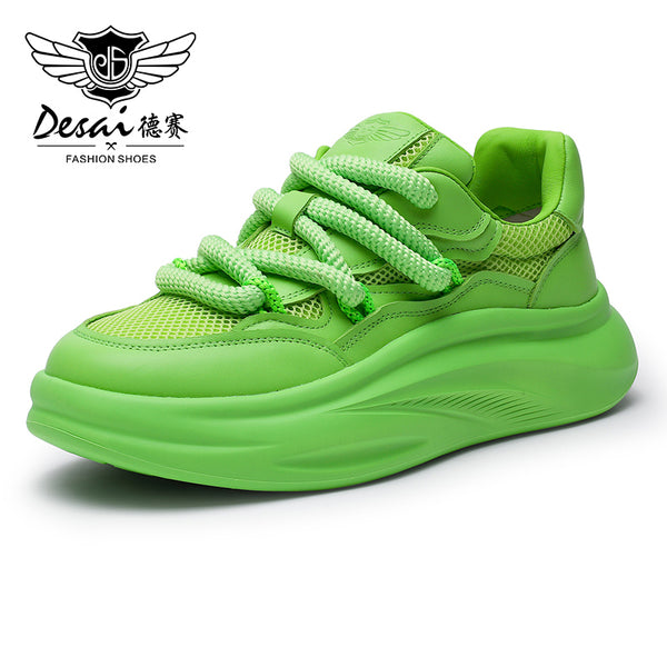 Desai Casual Leather Shoes Genuine Leather Sneakers Summer and autumn Breathable laces up for school DS2341