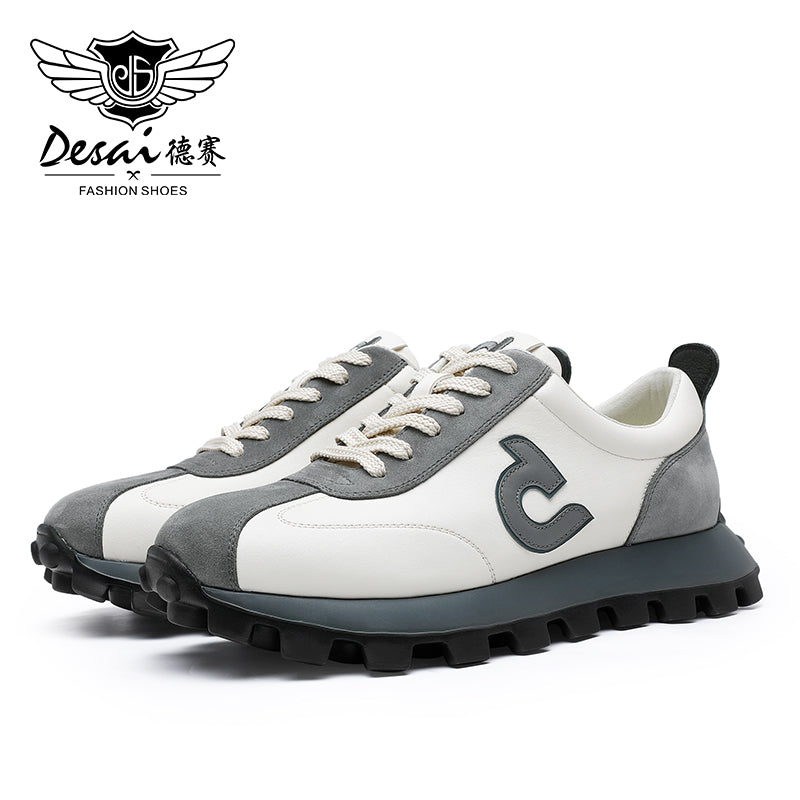 DS3973  DESAI  Genuine Leather shoes Breathable Sneakers Full season use