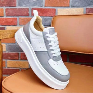 ds3091 Casual Leather Shoes Genuine Leather Thick Bottom Sneakers Laces Up Autumn Breathable 2022