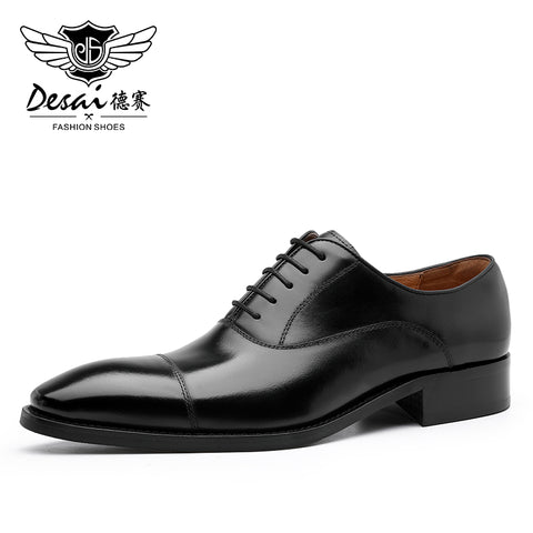 Desai Formal Dress Triple Joint Oxfords Office Genuine Leather Wedding Lace Up Spring For Men 8988