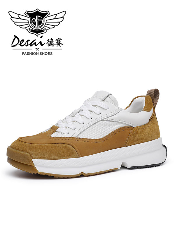 DS3125 Casual Shoes Genuine Leather Thick Bottom Sneakers Laces Up Summer Breathable 2022