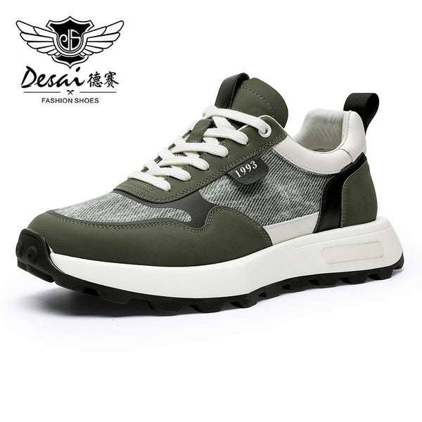 Desai Casual leather Shoes Thick Bottom Sneakers Laces Up for School Summer Breathable High Quality DS2337