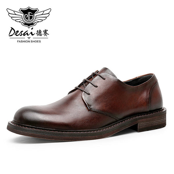 DESAI DS8966 -51/52Business Work Brand Shoes Men Formal Soft Genuine Leather Official Black Shoes Derby New Fashion