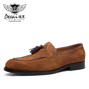 DESAI DS890207-01 Loafers Shoes For Men Fringe Easy Wear Genuine Leather Casual Male Loafers Shoes Fashion Luxury