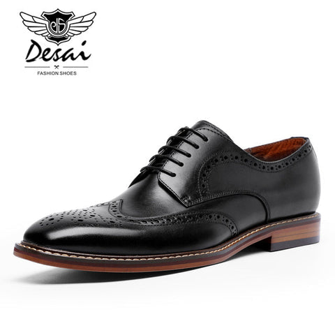Desai New Arrivals Men Business Dress Shoes Genuine Leather Brock Retro Gentleman Shoes Formal Carved Brogue Shoes Men DS6737-11/12/13