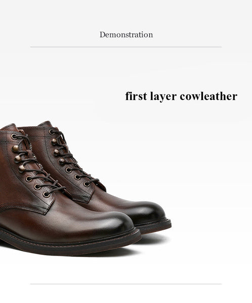 Desai Genuine Leather Fashion Non-Slip Heels Men Outdoor Boots Shoes DS8966H