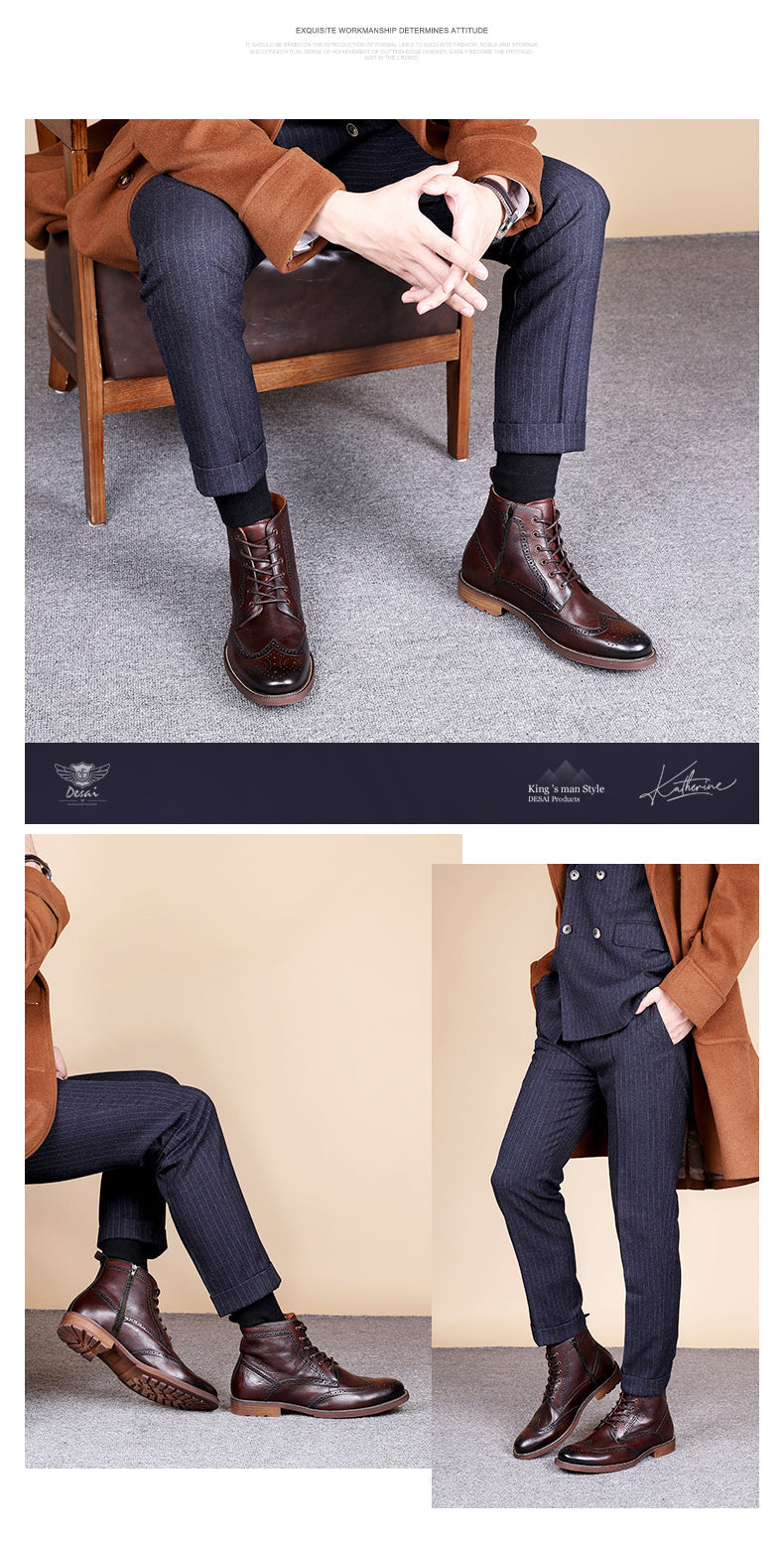 DS816301HL DESAI Spring NEW Men Boots Big Vintage Brogue College Style Men Shoes Casual Fashion Lace-up Boots
