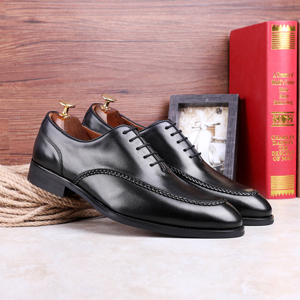 Desai Men's Dress shoes -Real leather Business Elegant Gentleman Shoes Simple British Style Wedding Shoes DS891702